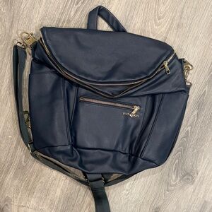 Fawn Navy Backpack with Gold and Navy Diaper Bag